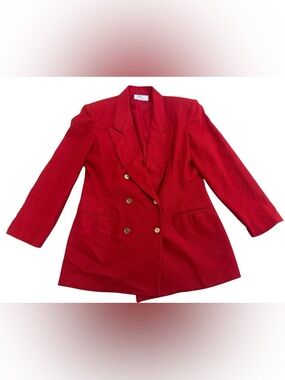 Avon Fashion Red Double-Breasted Women's Blazer Jacket One Size S-L